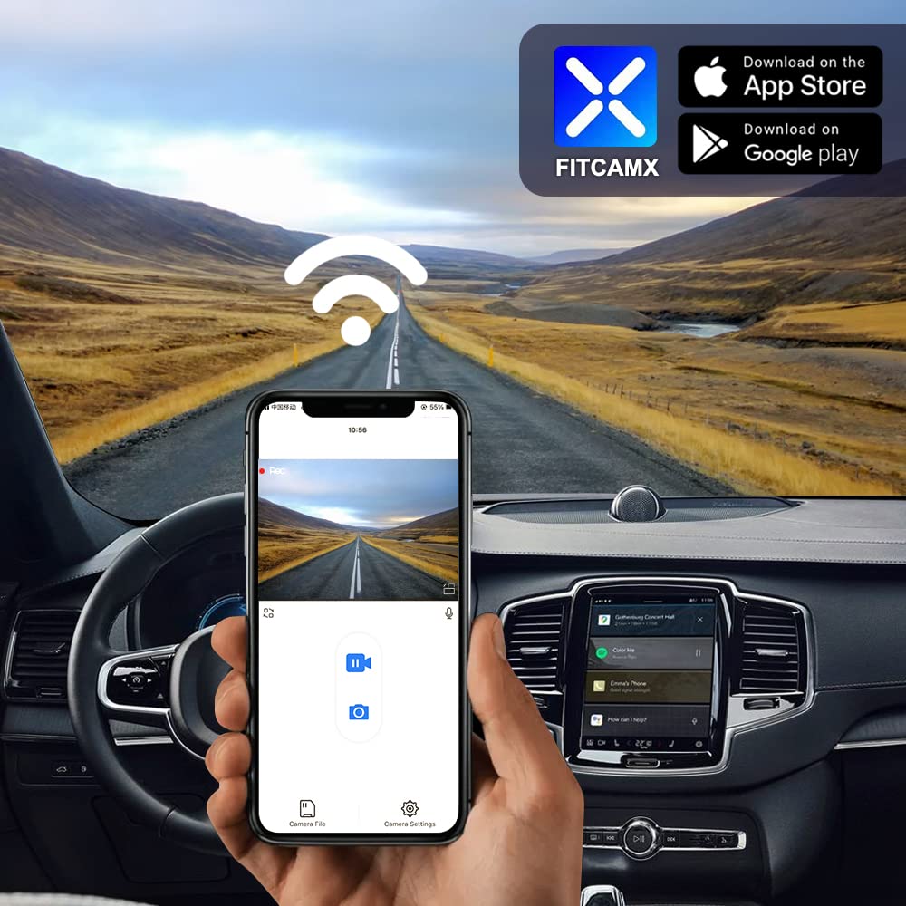 Fitcamx 4K Dash Cam For 2023 2024 2025 Volvo Xc90 B5 B6 T8 (Model B), Integrated Oem Look, Ultra Hd 2160P Video, Loop Recording,