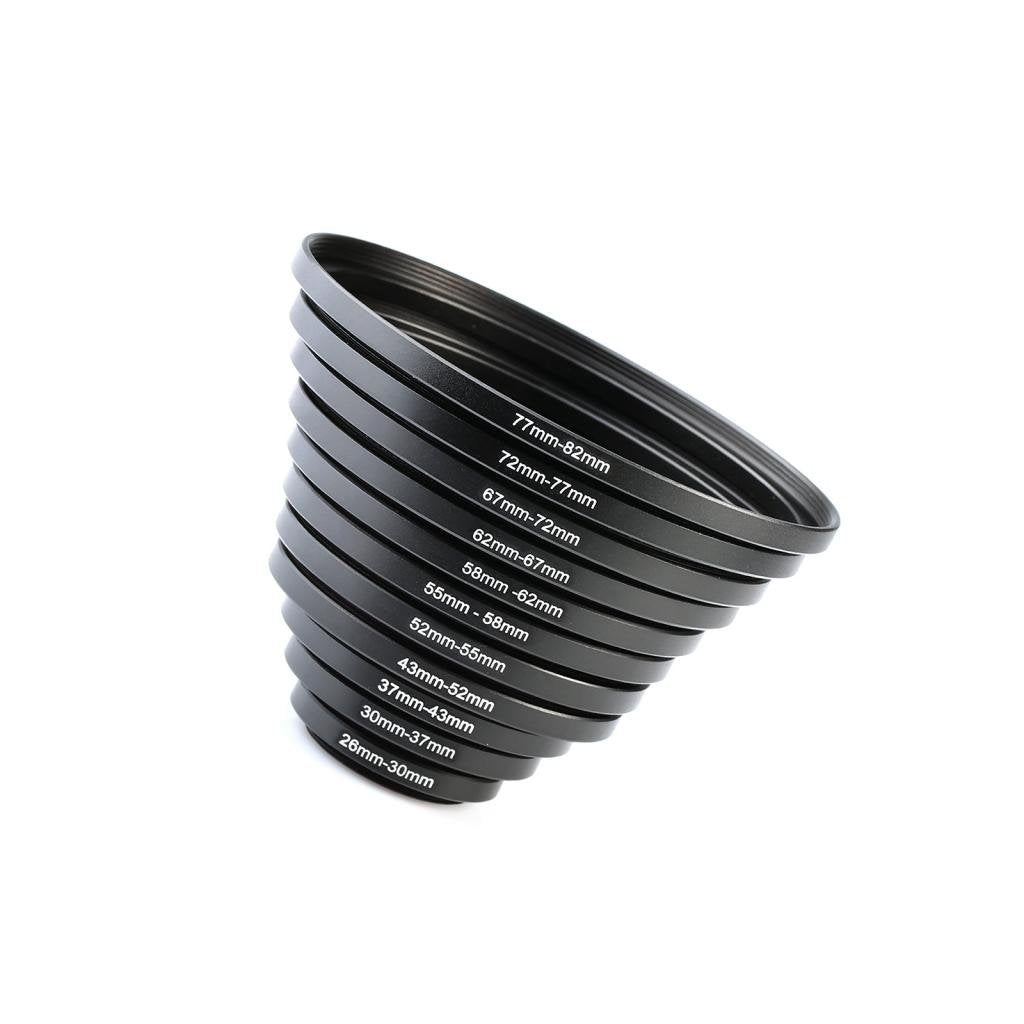 K&F Concept 11Pcs Metal Stepping Rings Step Up Ring Set 26 30Mm 30 37Mm 37 43Mm 43 52Mm 52 55Mm 55 58Mm 58 62Mm 62 67Mm 67 72Mm 72 77Mm 77 82Mm Compatible With Canon Nikon Dslr Cameras Lens