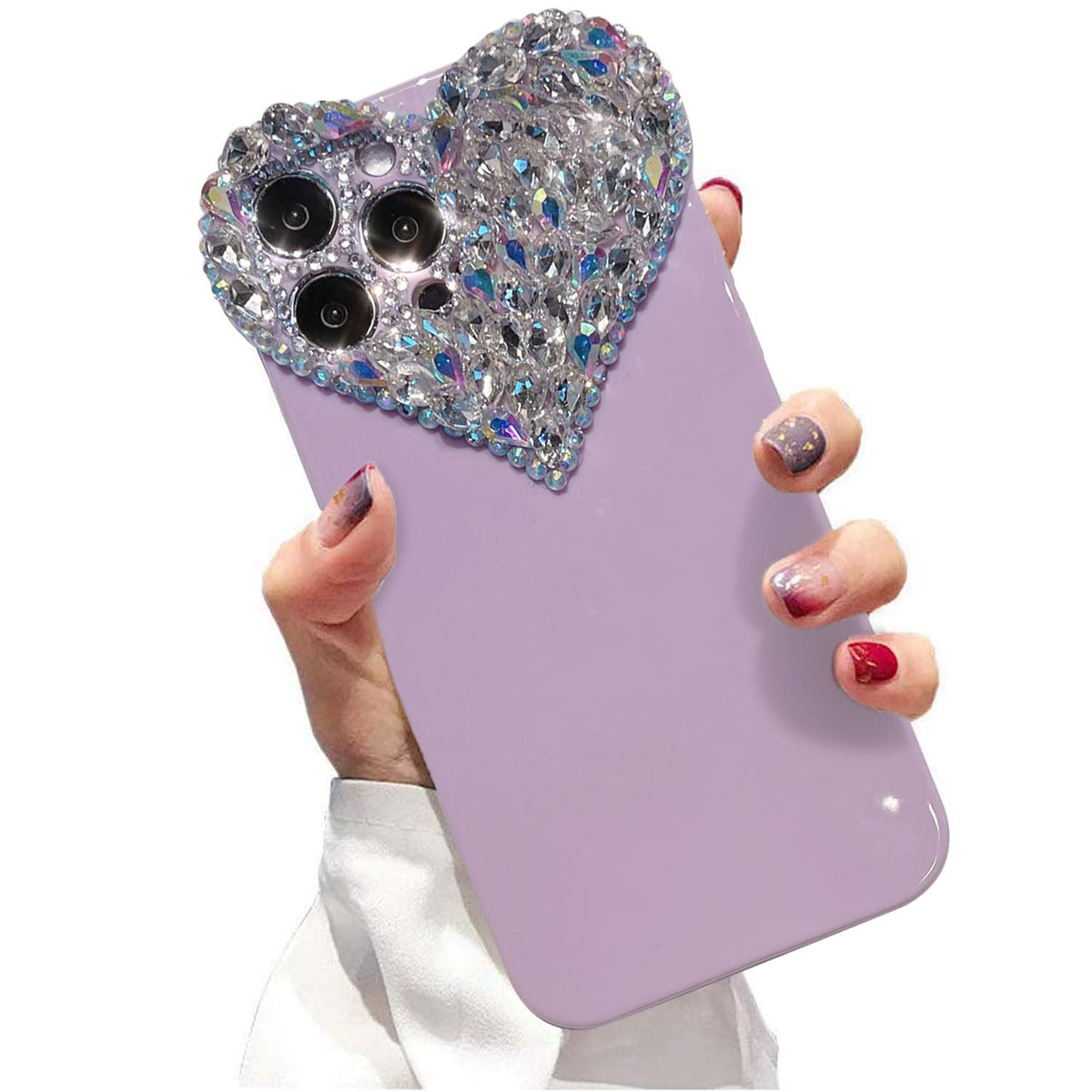 Enytdmo Cute Iphone 12 Pro Case 3D Glitter Sparkle Bling Case For Women Girls, Pretty Rhinestone Diamond Cute Aesthetic Heart Ge