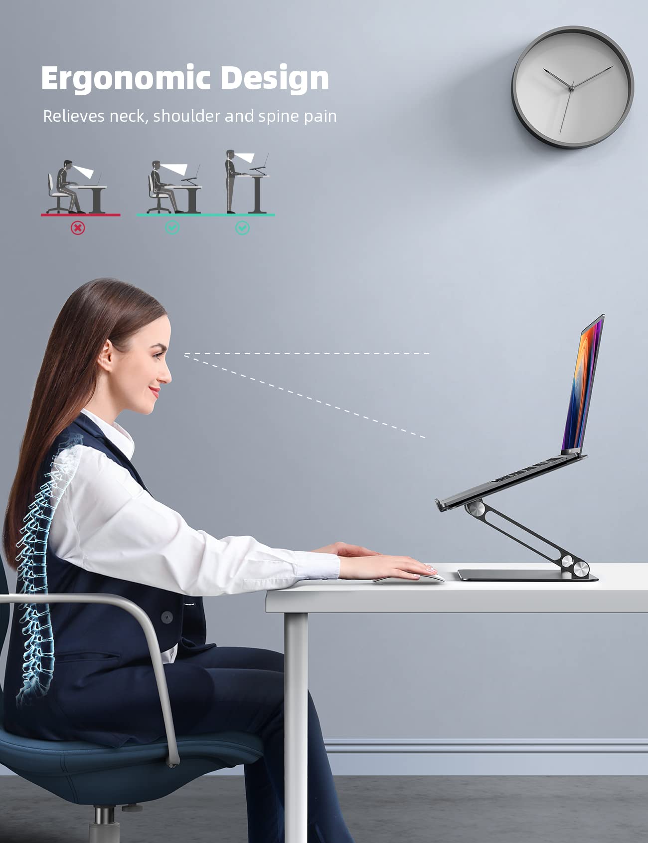 Lamicall Adjustable Laptop Stand, Portable Laptop Riser, Aluminum Laptop Stand For Desk Foldable, Ergonomic Computer Notebook St