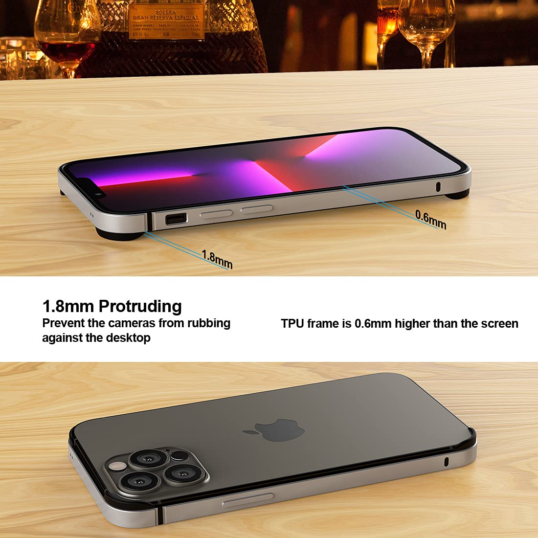 Eastcoo Slim Metal Bumper Case for iPhone 13 Pro Max 14 Plus 6.7 inch Silver Aluminum Alloy No Signal Interference