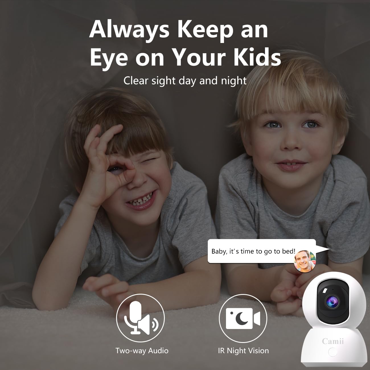 Indoor Security Camera 2K, 360 Degree Cameras For Home Security With Night Vision, Baby/Dog Monitor With Auto Tracking, Human/Pe