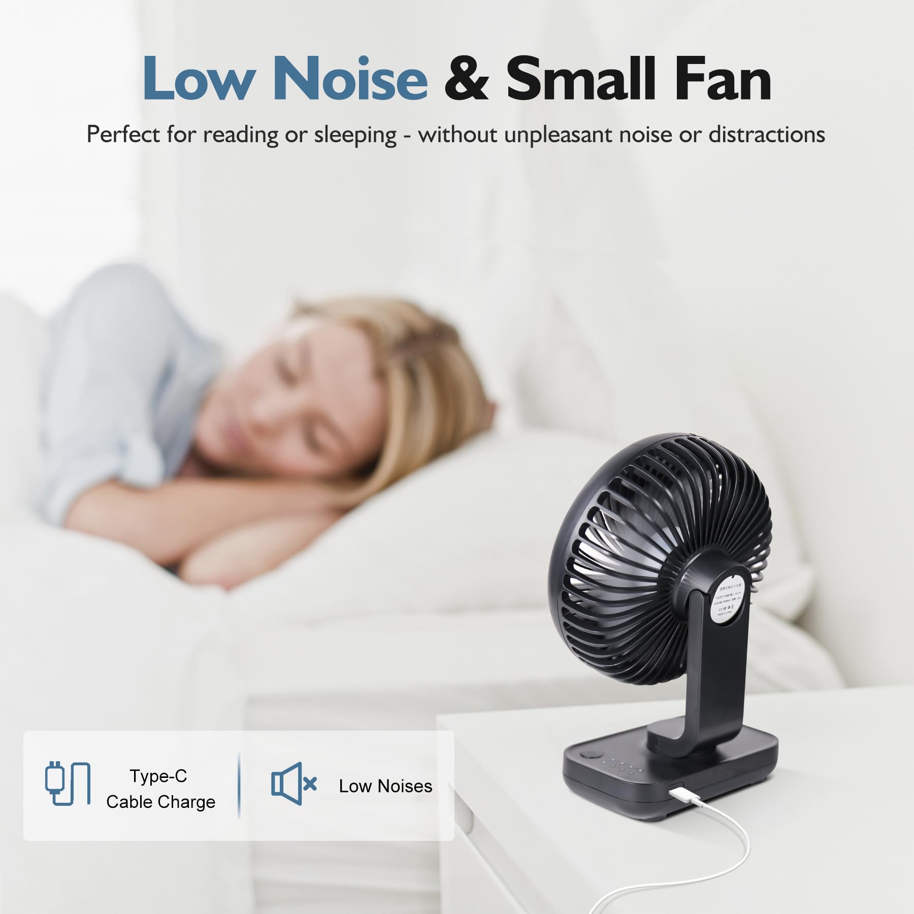 Battery Powered Fan 3600Ma,Rechargeable Fan,Portable Desk Fan,Battery Operated Fan,Small Fan, Rechargeable Fan Portable,Dual Adj