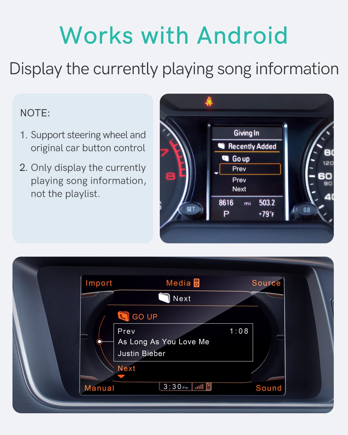 Choocl Bluetooth 5.0 Aptx Hd Car Adapter Compatible For Audi Ami Mmi, Mercedes Media Interface And Volkswagen Mdi Connector (A2