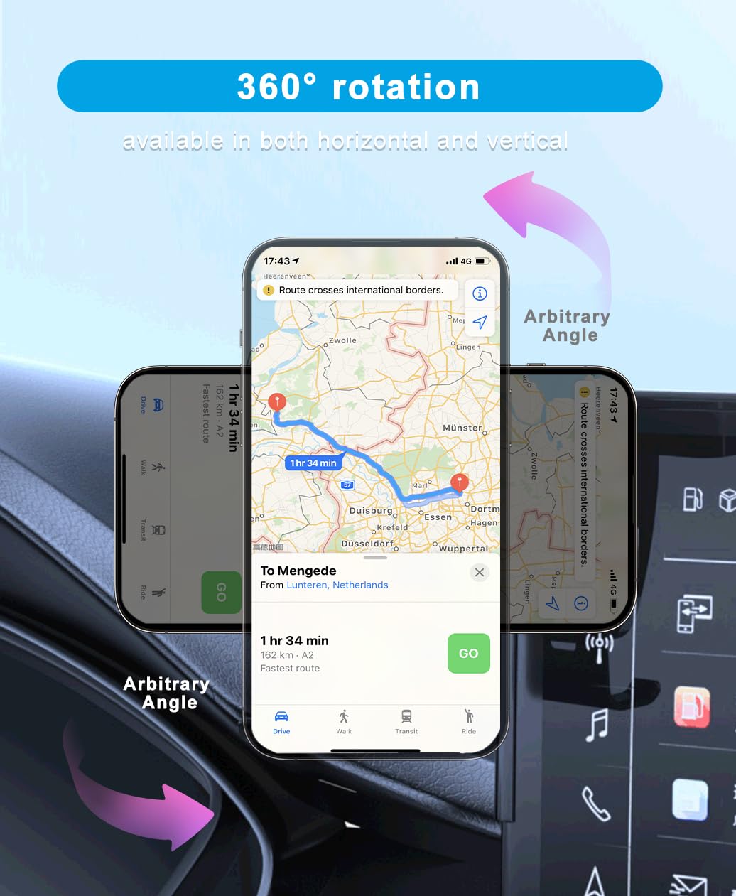 Kephth Car Phone Holder For 2025 Vw/Volkswagen Tiguan Accessories Dash Mount Cell Phone Holder For 2025 Tiguan For Most Smartpho