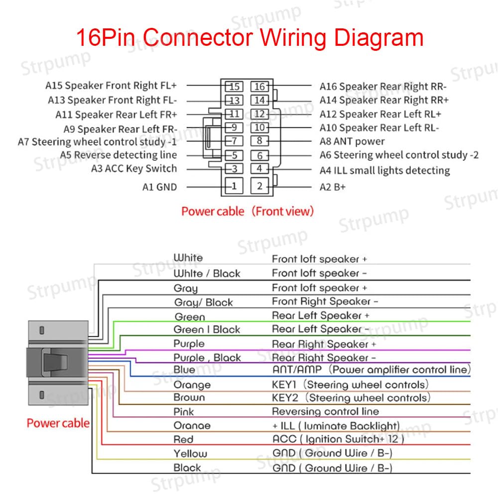 16Pin Car Radio Stereo Power Retrofit Harness Wire For For Honda Crv Civic Odyssey 2006 07 08 09 10 11 With Radio Antenna Adapte
