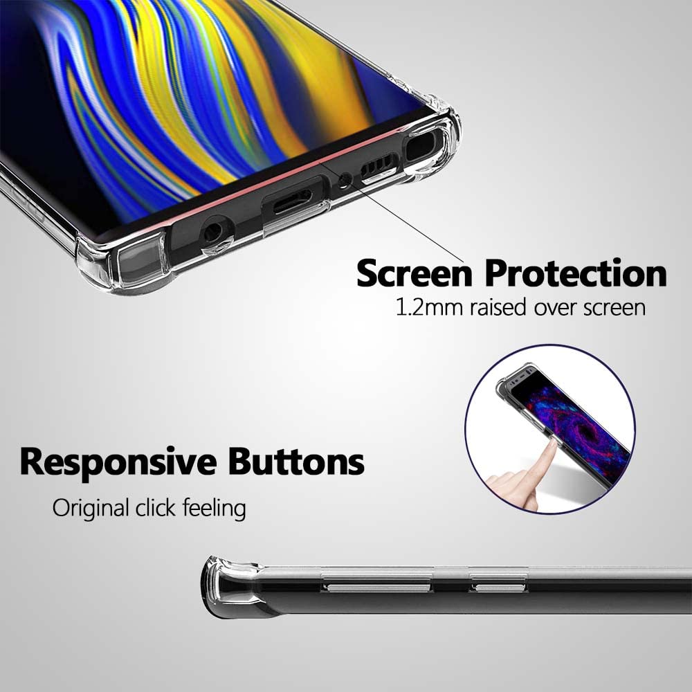 Kiomy Clear Case For Samsung Galaxy Note 9 5G Airbag Corners Shockproof Bumper Protective Phone Cover, Hybrid Design Hard Pc Bac