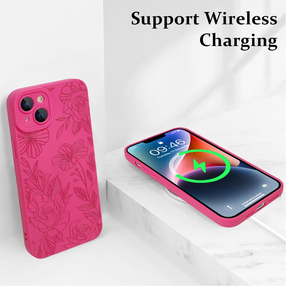 Lsl Case For Iphone 14 Plus Black Floral Flower Pattern Print Case Soft Tpu Full Camera Lens Anti Drop Anti Scratch Shockproof P