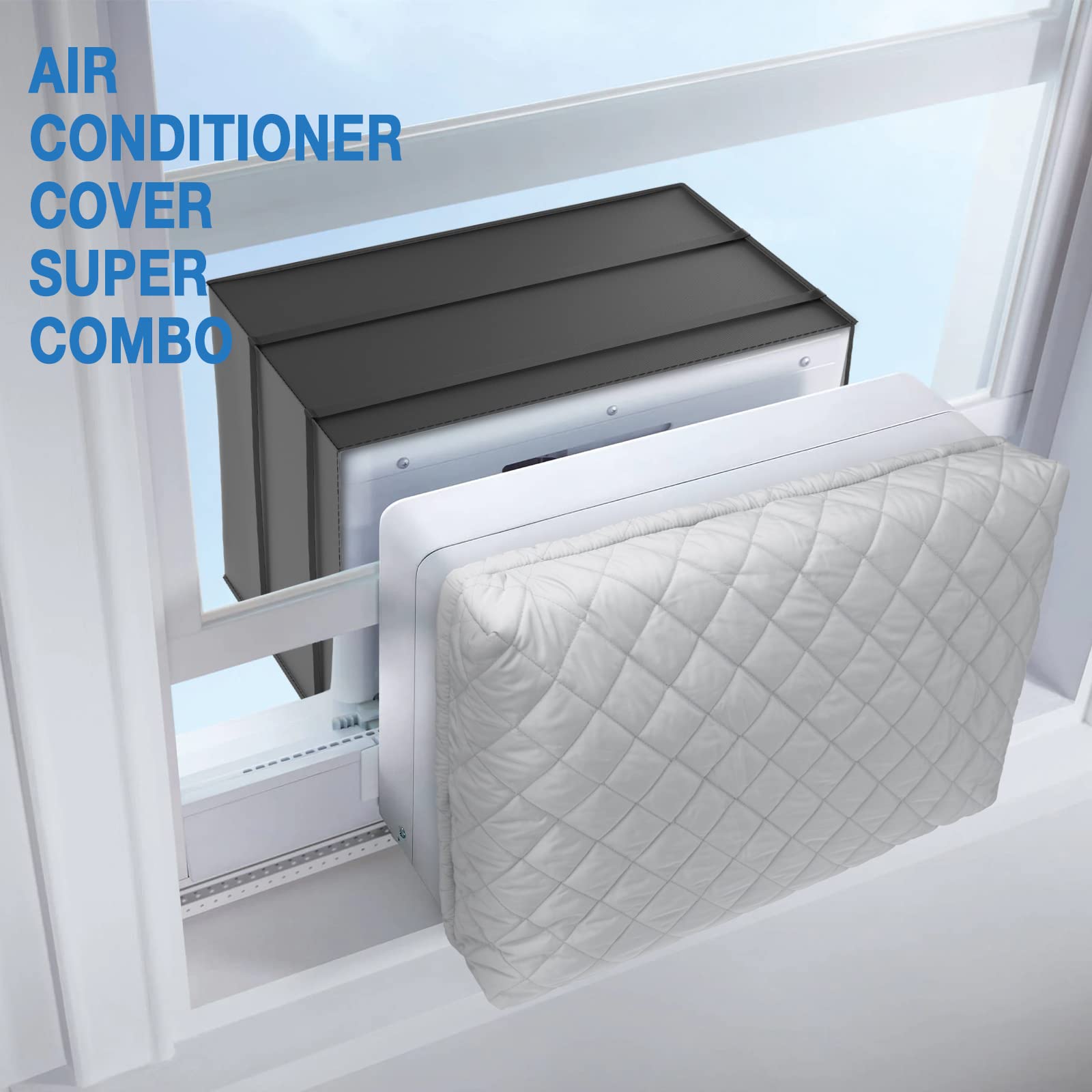 Hoxha 2 Pack Window Air Conditioner Cover, Indoor And Outdoor Air Conditioner Cover Set, Dust Proof Waterproof Ac Unit Covers Fo