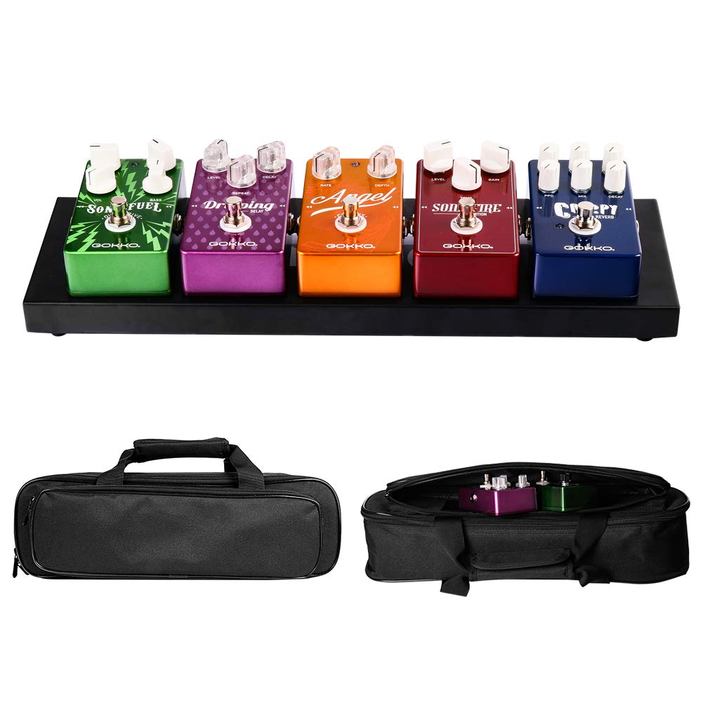 Gokko Small Guitar Pedal Board 15.7 X 4.9 Inches Pedalboard With Carrying Bag
