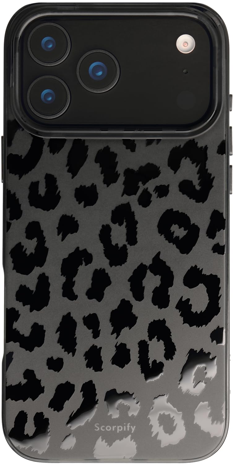 SCORPIFY for iPhone 17 Pro Case [Compatible with MagSafe] with Matte Black Leopard Cheetah Print Design, Cute Magnetic Phone Cov