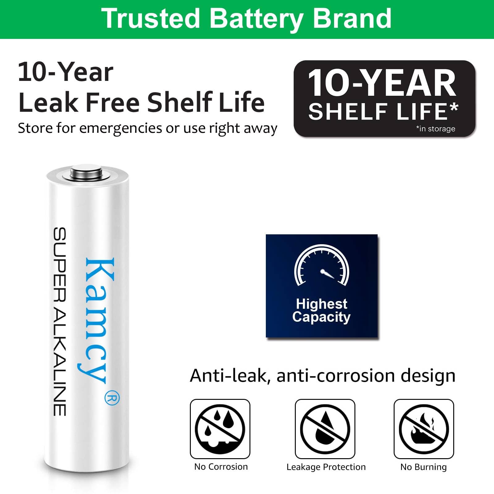 Kamcy Aaa Batteries, 1.5V Triple Aaa Batteries (12 Pack), High-Performance Alkaline Batteries Aaa Size, Long-Lasting & Leakproof