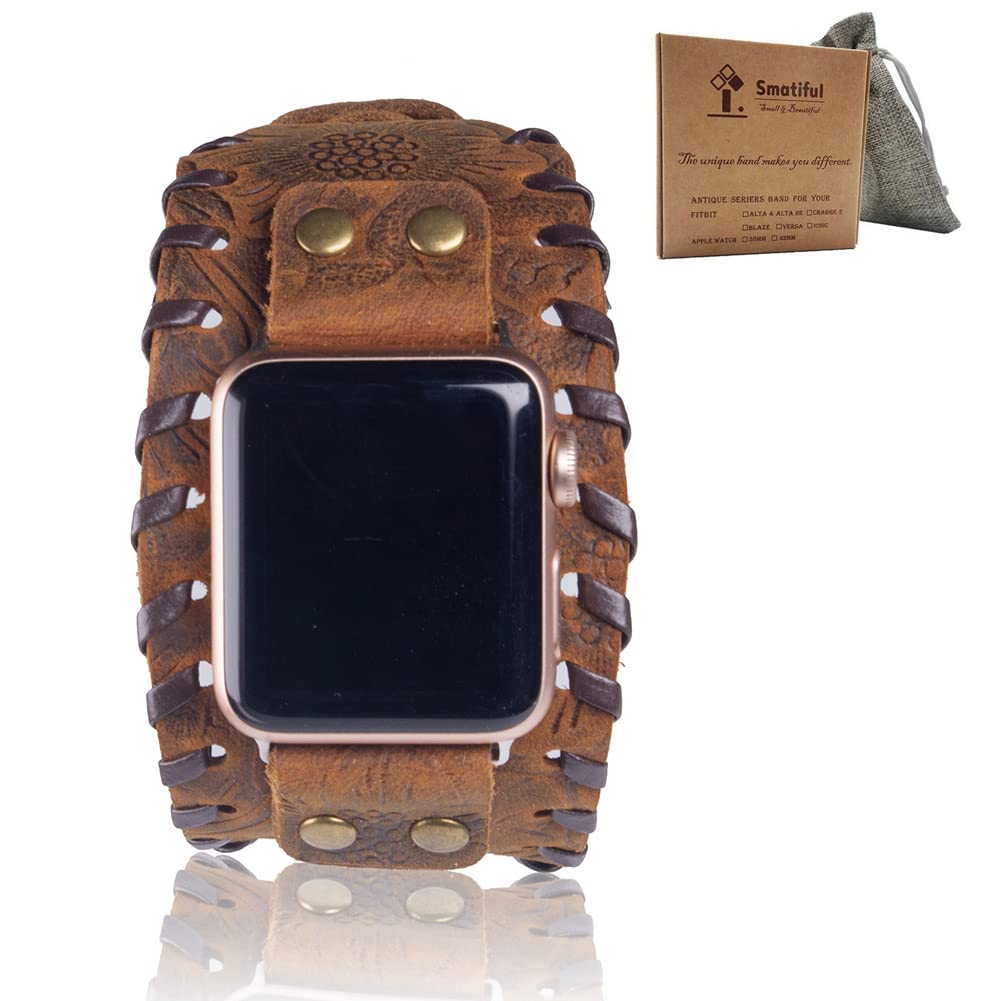 Smatiful Bands With Box Pack For Women, Adjustable Replacement Watch Band For Apple Watch (Darkyellowpattern, 42Mm/44Mm)