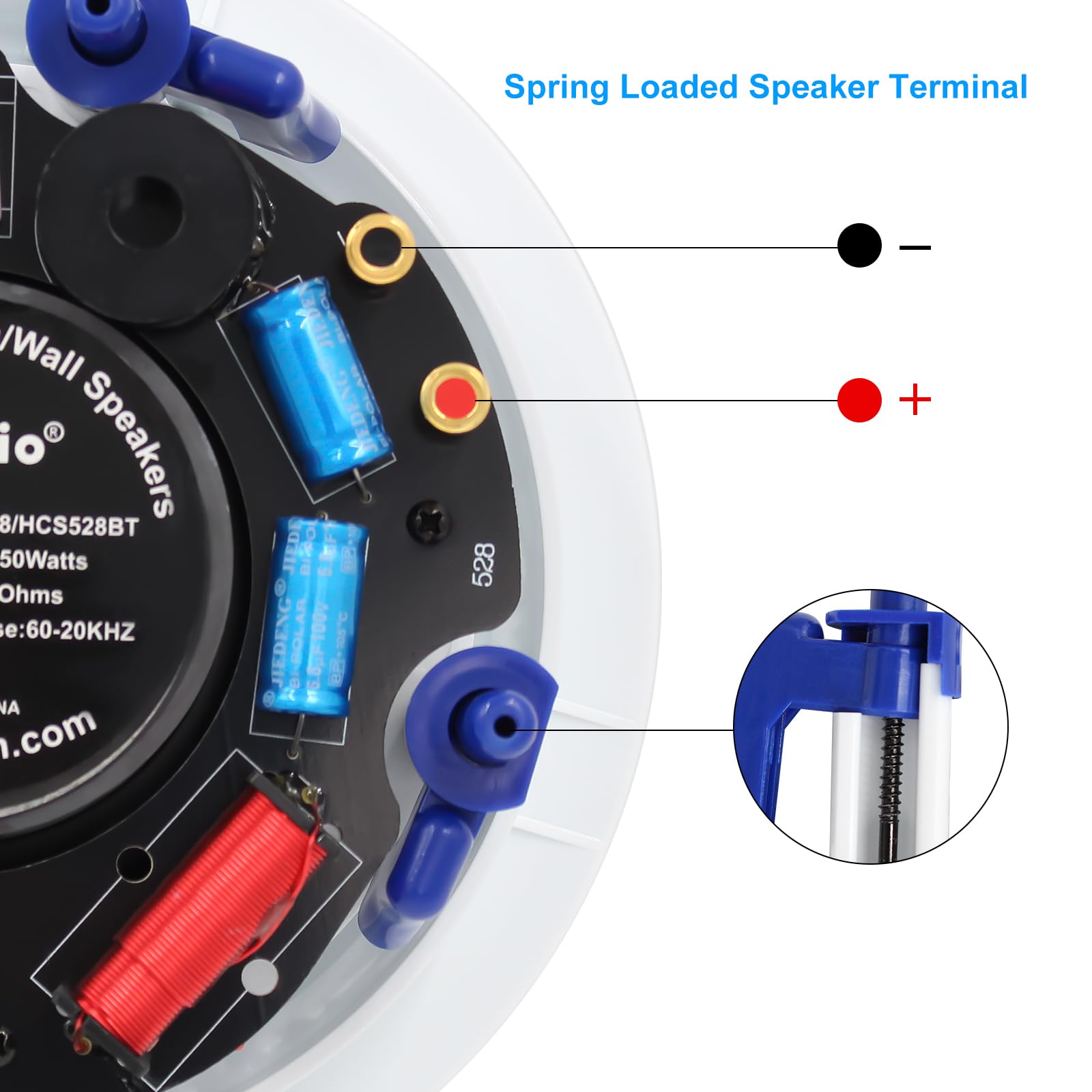 Herdio Ceiling Speakers 2 Way 5.25'' 600 Watts Passive Wired Flush Mount In Wall Speakers For Home Theater Living Room Office Co