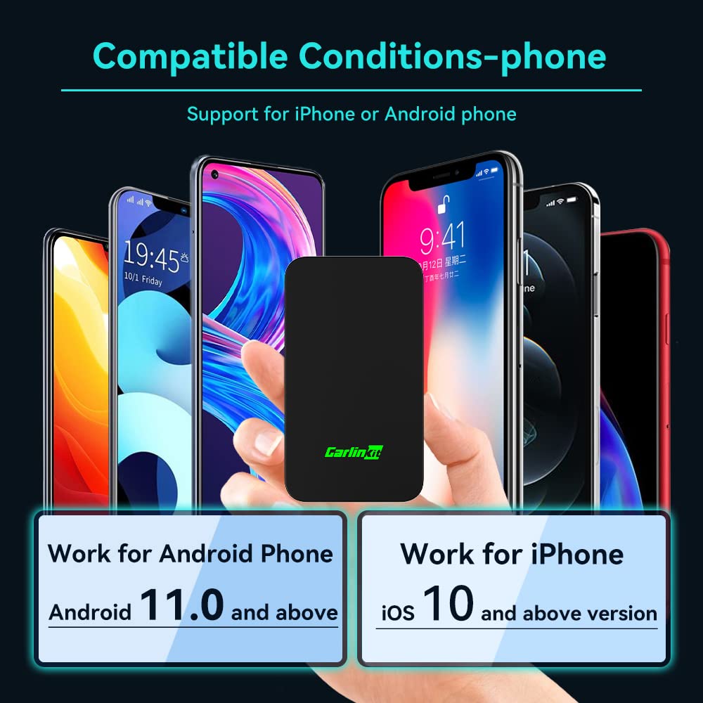 Carlinkit 5.0 2Air Wireless Car Adapter,Carplay Dongle For Wired Carplay And Wired Android Auto Car,For Iphone 6+ And Android 11+,Easy Setup Via Plug In Usb Connection,Supports Online Upgrde