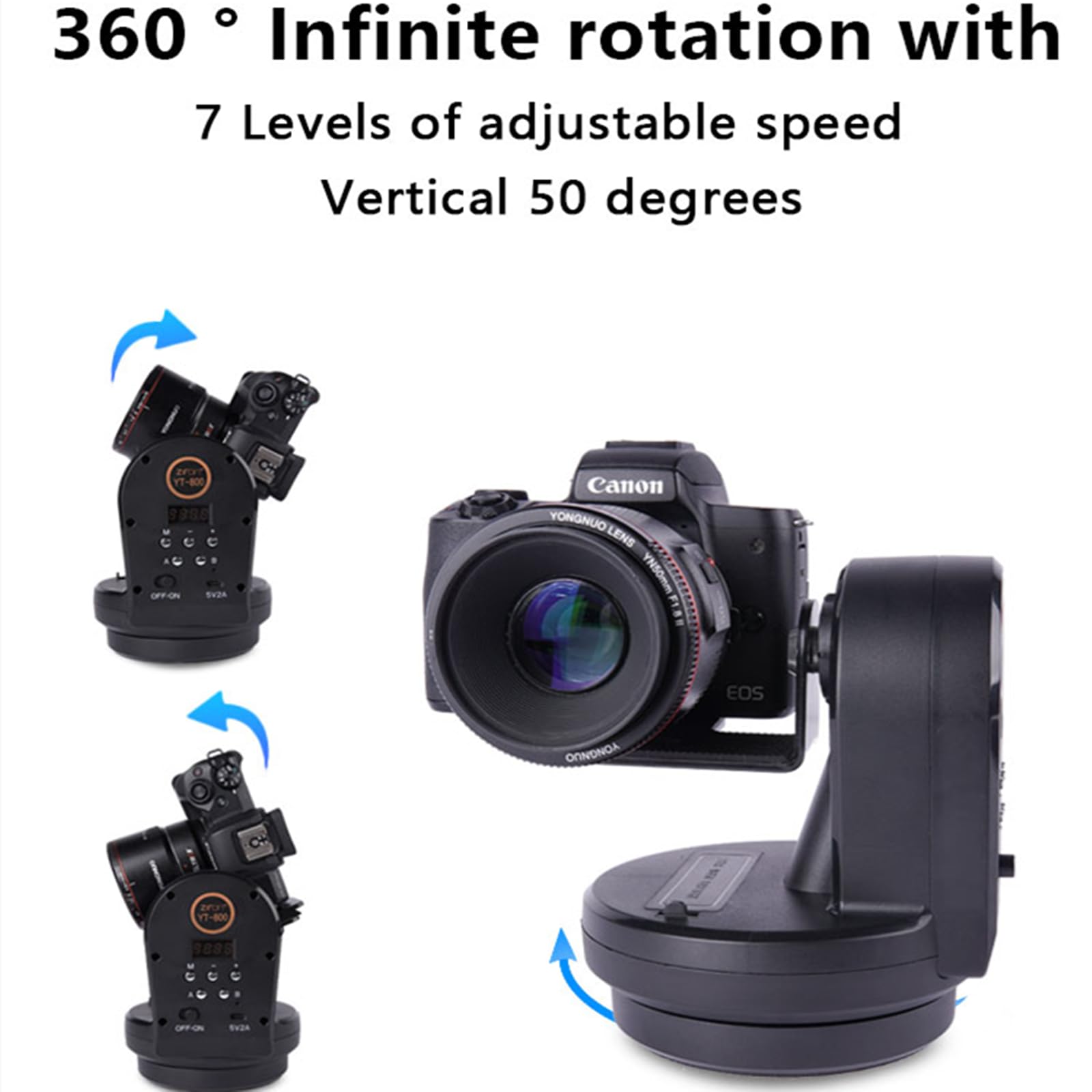 Yt800 Motorized Rotating Panoramic Tripod Head, Remote Control Pan Tilt Head With Remote Control And Mobile Phone Clip For Dslr