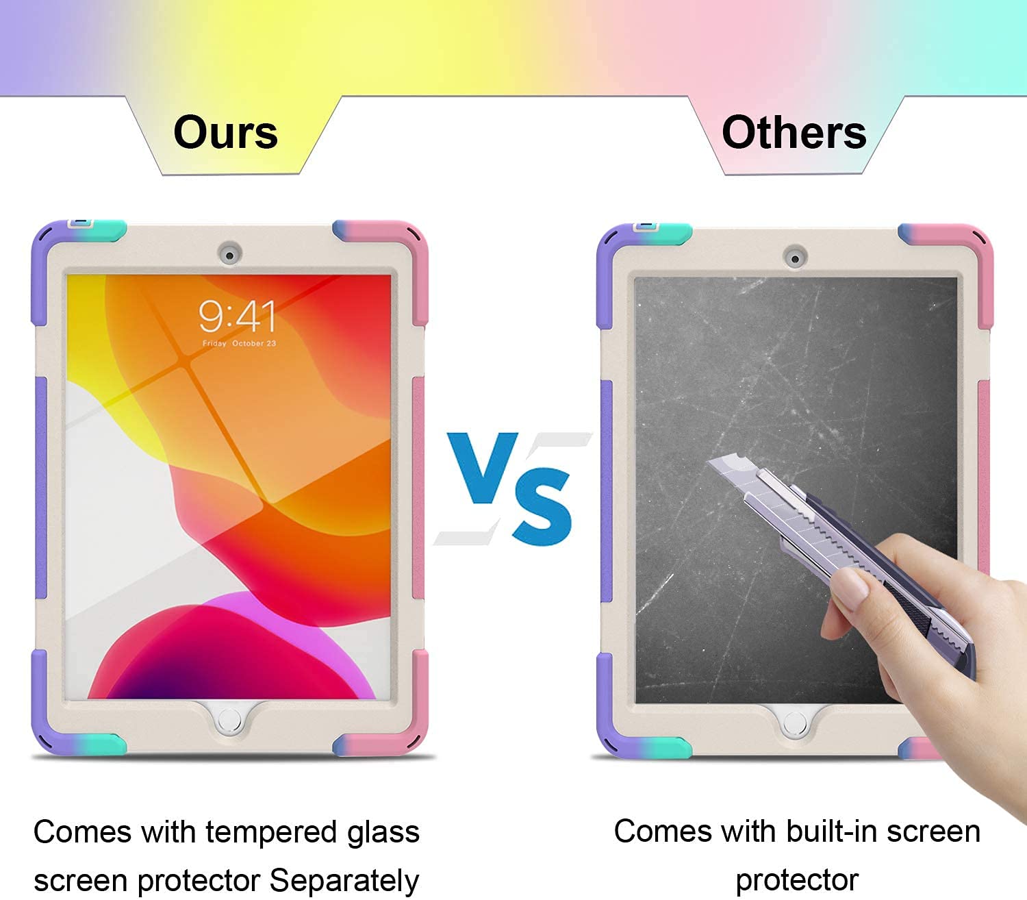 Blosomeet Case For Ipad 9Th/8Th Generation 2021/2020 10.2 Inch For Kids Girls Cute W/Tempered Glass Screen Protector & Pencil Ho