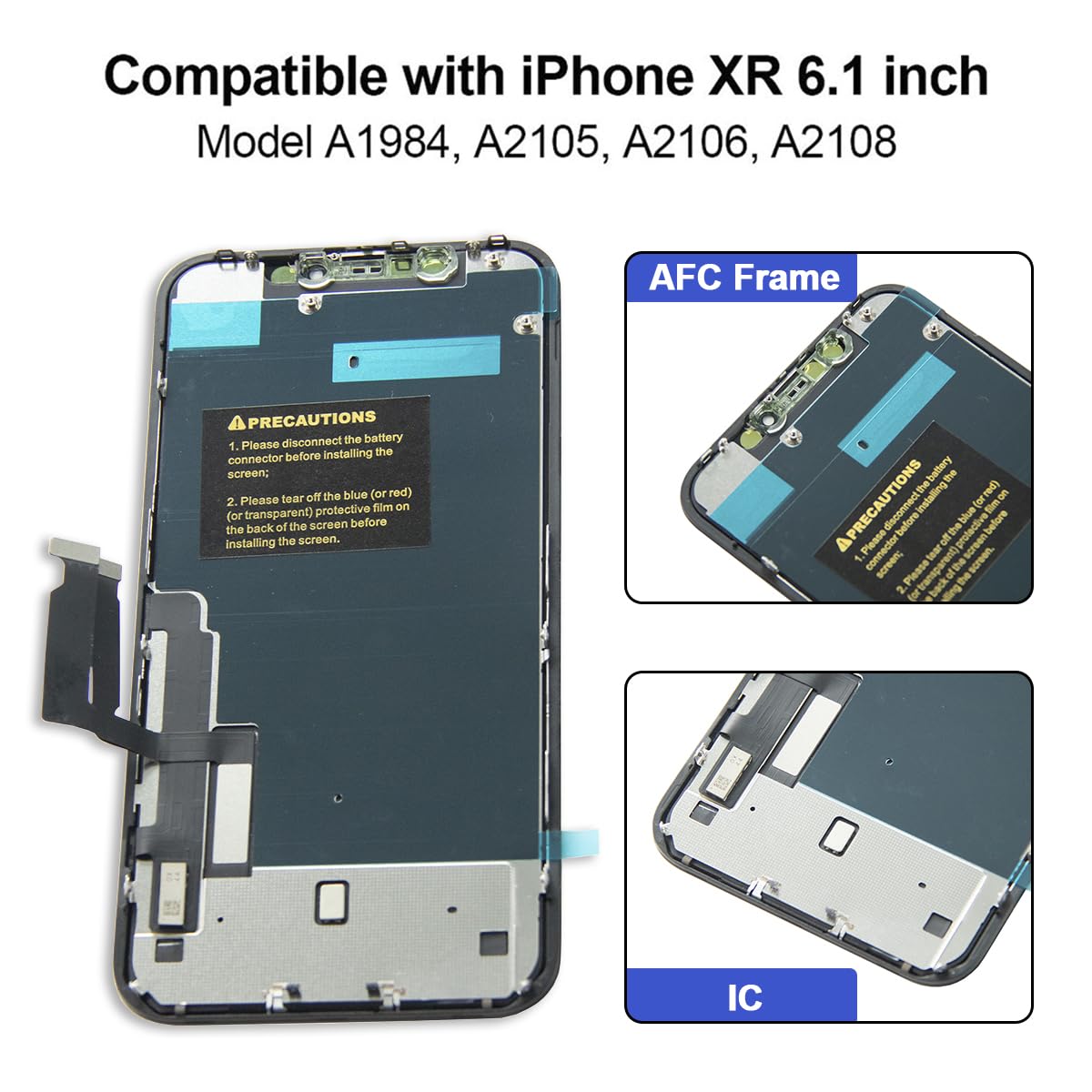 Efaithfix For Iphone Xr Lcd Screen Replacement 6.1 Inch Frame Assembly Display 3D Touch Screen For A1984/A2105/A2106/A2108 Repai