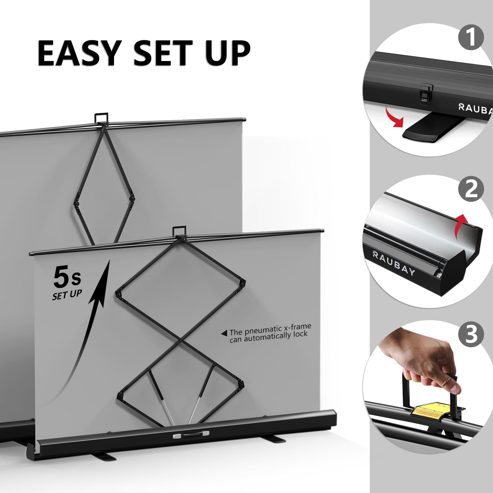 ?Wider Style? Raubay 78.7 X 78.7In Large Collapsible Gray Backdrop Screen Portable Retractable Panel Photo Gray Background With