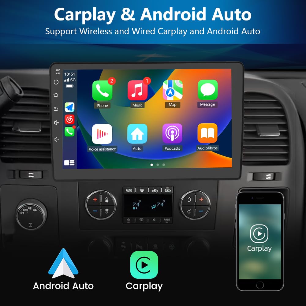 2+64Gb Car Radio Stereo For Chevy Chevrolet Silverado Tahoe Equinox Gmc Sierra Yukon Android 12 With Carplay Android Auto Blueto
