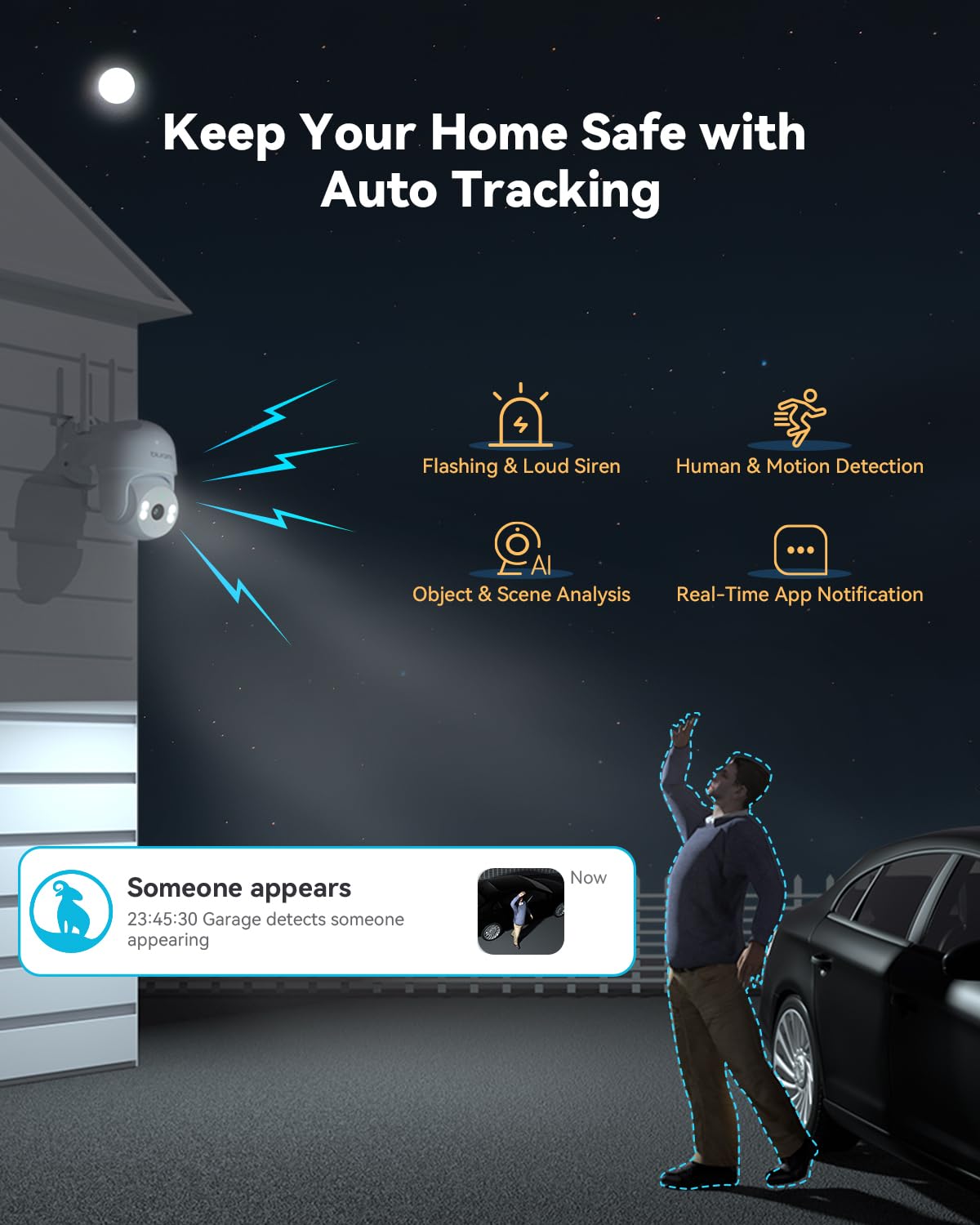 Blurams 2K Security Camera Outdoor, 360 Ptz Cameras For Home Security Outside With Motion Detection Tracking, Color Night Vision