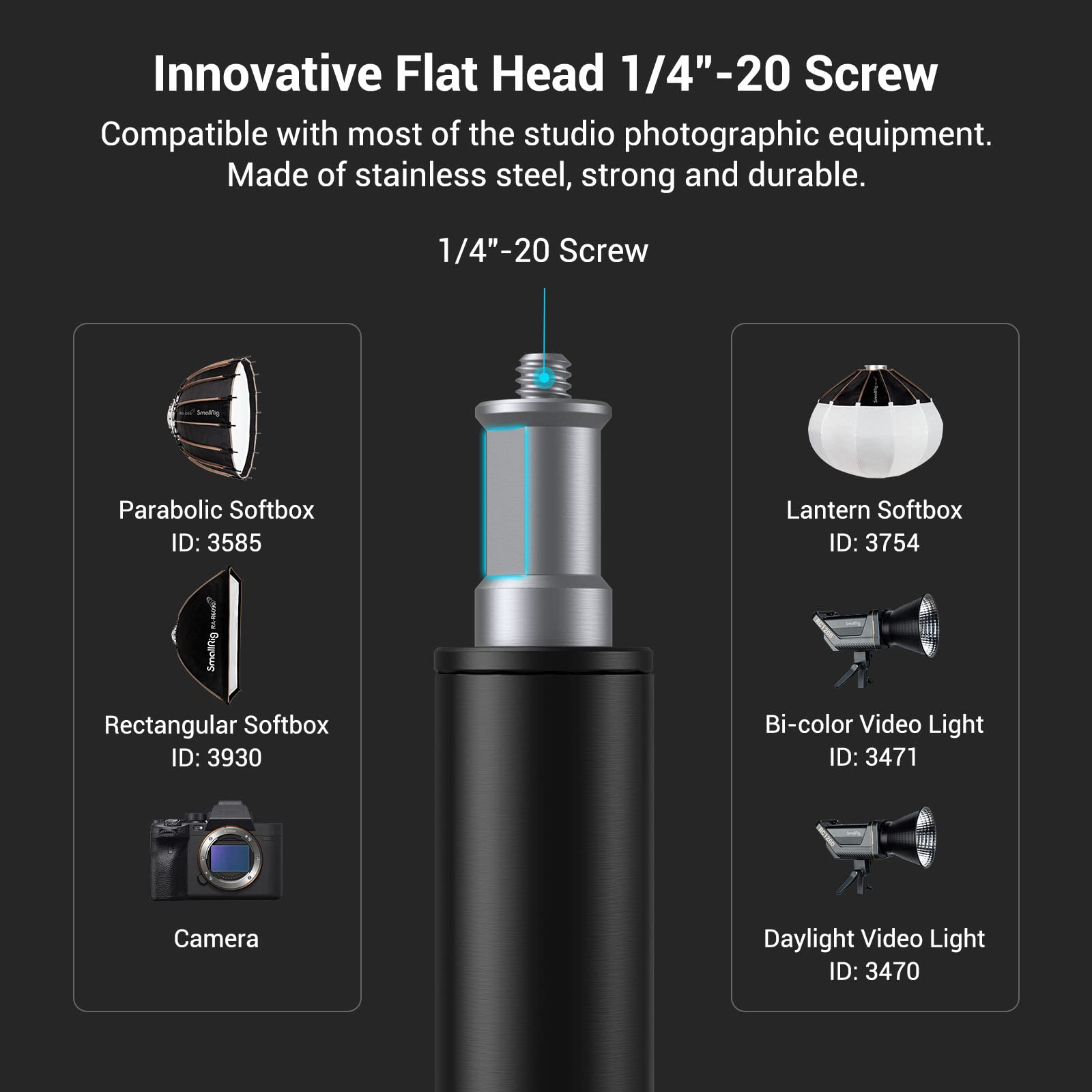 Smallrig Aluminum Light Stand 110''/9.2Ft/280Cm, Adjustable Photography Air Cushioned Tripod Stand With 1/4'' Screw For Softbox,