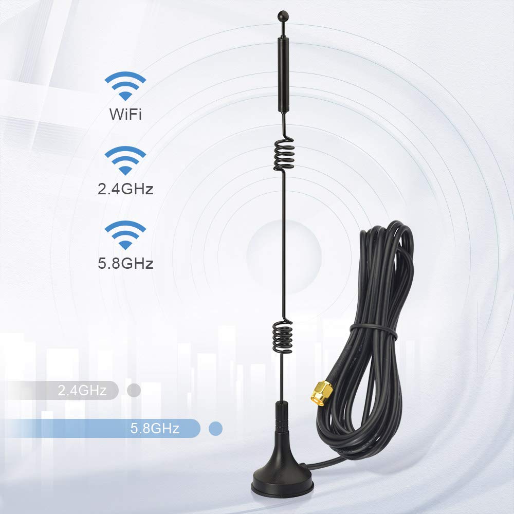 Bingfu Dual Band Wifi 2.4Ghz 5Ghz 5.8Ghz 9Dbi Magnetic Base Mimo Rp Sma Male Antenna 4 Pack For Wifi Router Wireless Network Car
