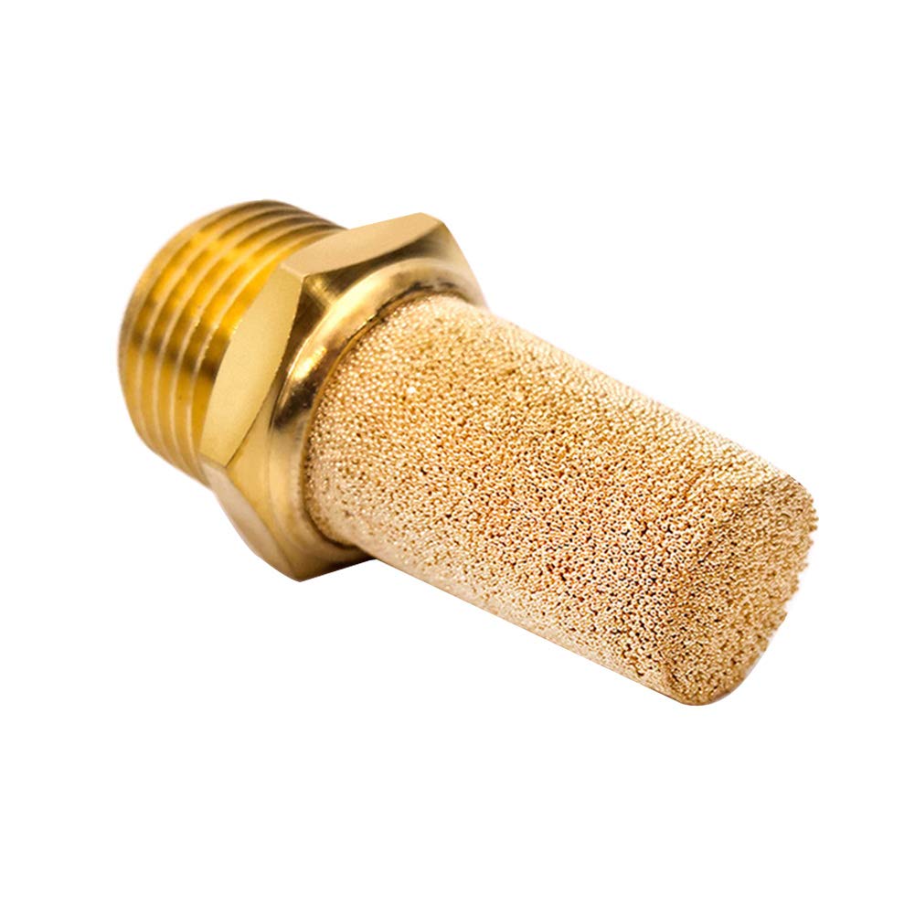 Beduan 3 Pcs Pneumatic Brass Exhaust Muffler Filter, 1/8'' Male Thread Hex Sintered Silencer Air Line Fitting