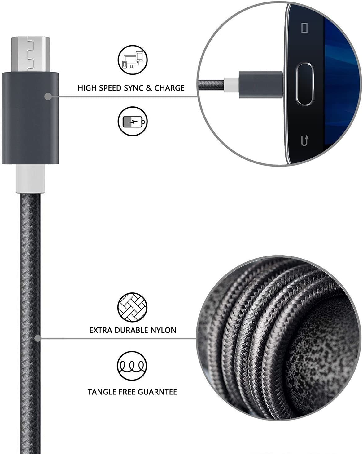 Boda Replacement Usb Charger Data Transfer Cable Cord Compatible For Dragon Touch Notepad K10/ Touch K10/ Touch Y88X Pro Android