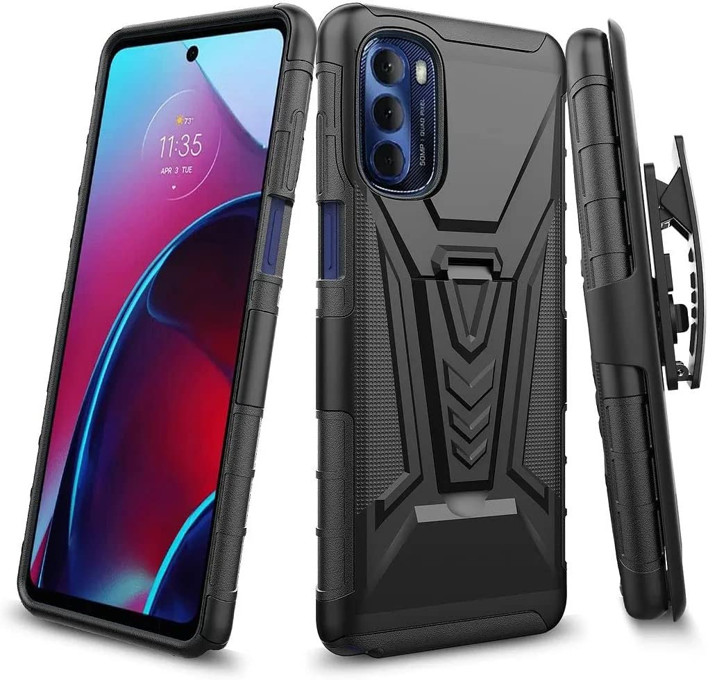 Celzen  For Motorola Moto G Stylus 5G (2022)  Phone Case W/Belt Clip Holster  Cv1 Black