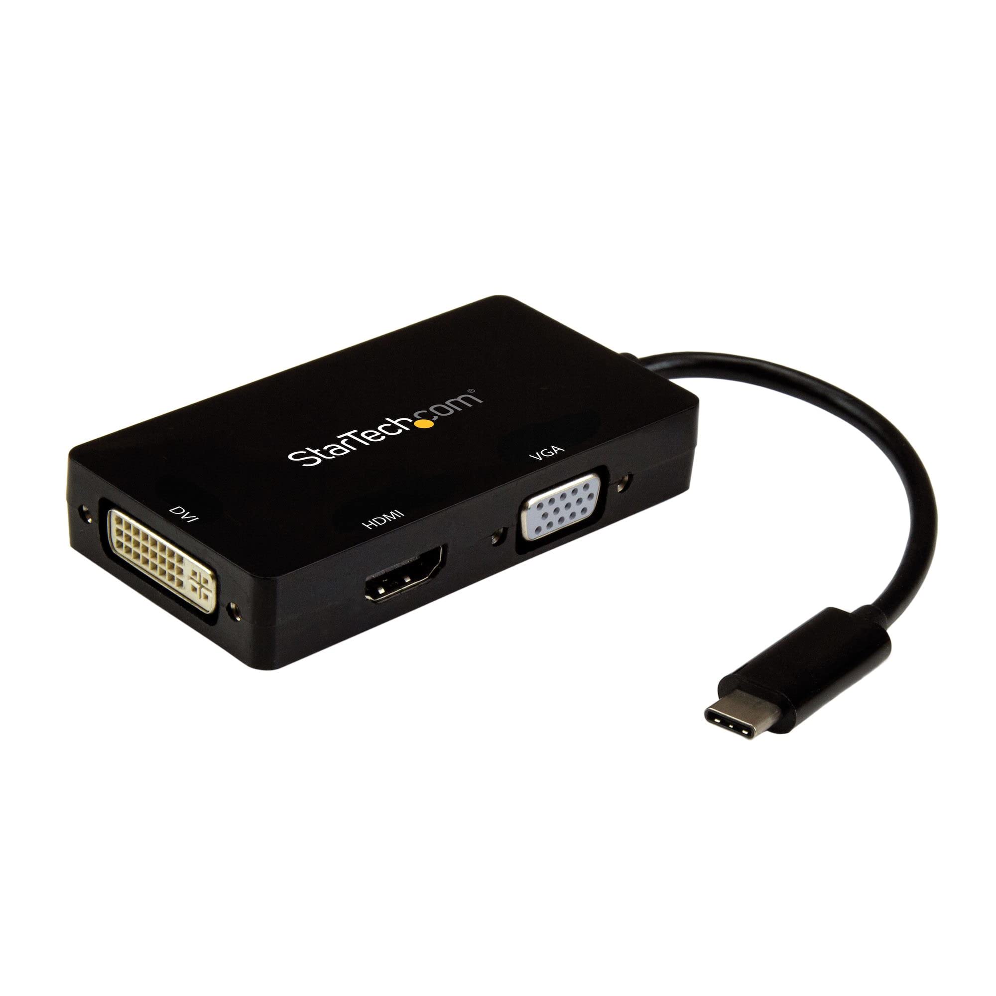 Startech.Com 4K Usb C To Hdmi, Vga & Dvi Multi Port Video Display Adapter For Mac / Windows Laptop & Monitor (Cdpvgdvhdbp)