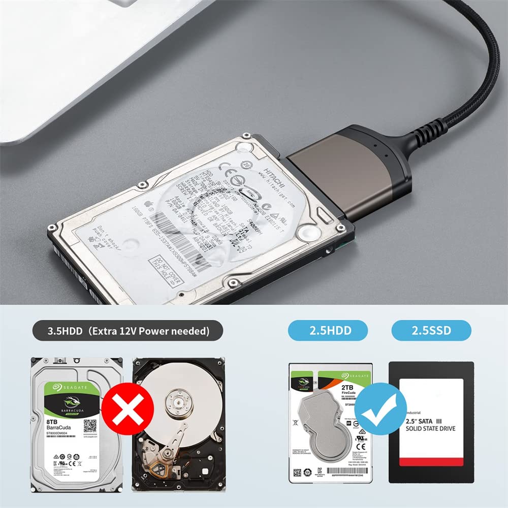 Nfhk 5Gbps Usb C Type C To Sata 22 Pin Adapter Cable For 2.5'' Hard Disk Driver Ssd Laptop