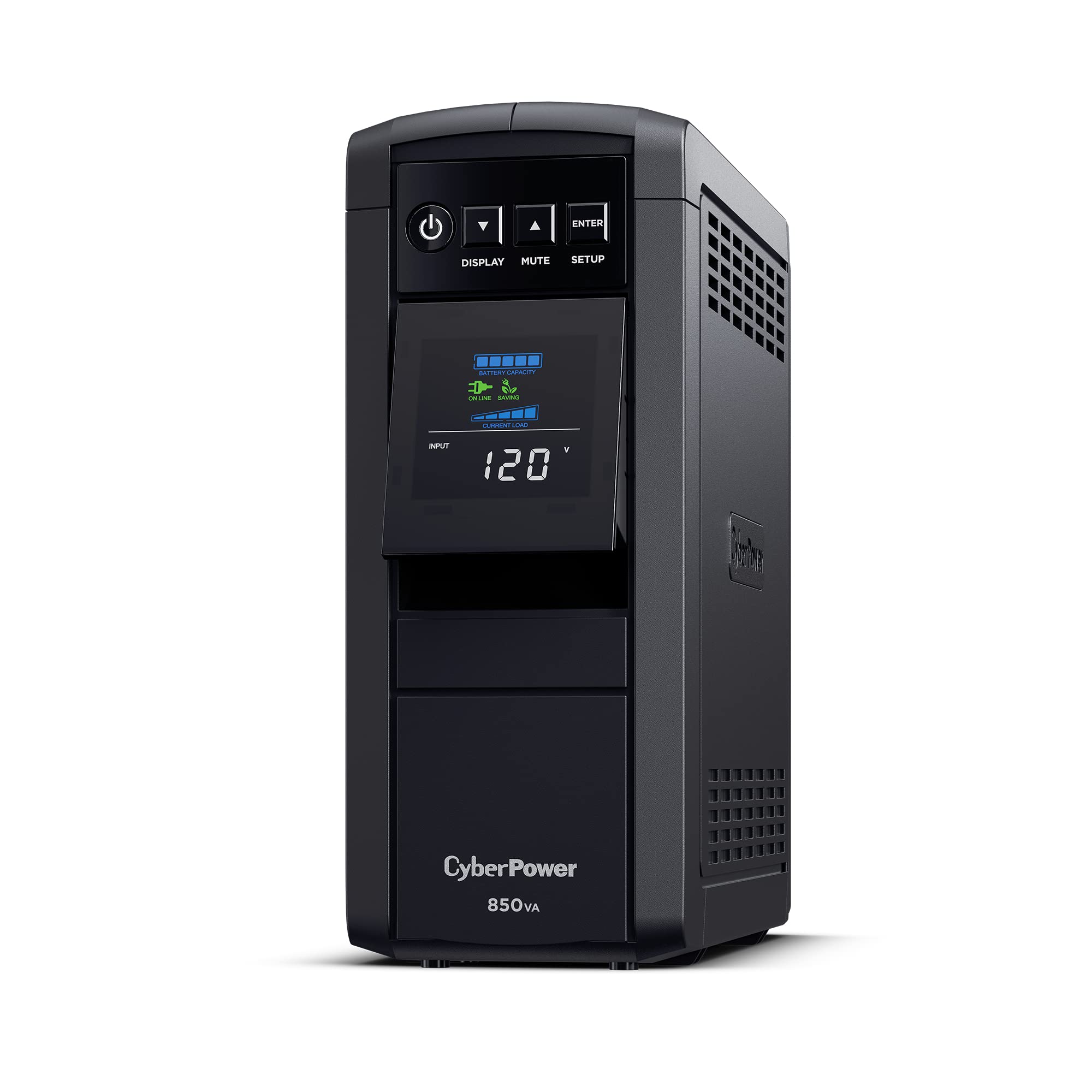 Cyberpower Cp850Pfclcd Pfc Sinewave Ups System, 850Va/510W, 10 Outlets, Avr, Mini Tower