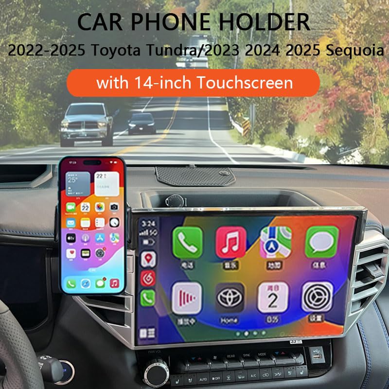 Juborre Car Phone Holder For 2022-2025 Toyota Tundra/2023 2024 2025 Sequoia Accessories,Phone Mount For Tundra/Sequoia With 14-I