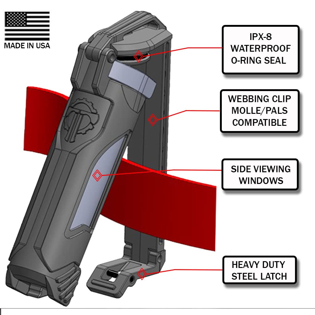 Thyrm Cellvault 18 Rechargeable Battery Storage (Black), Waterproof, For 18650, 18350, Cr123 Flashlight Batteries, Made In Usa