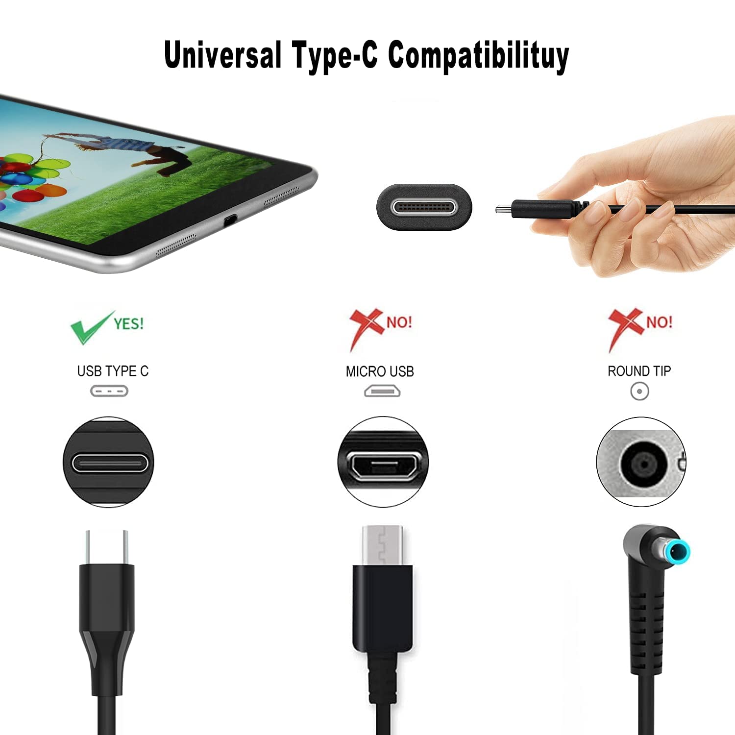 45W Usb C Chromebook Charger Replacement Compatible With Hp, Dell, Lenovo, Acer, Asus, Samsung, Google Type C Laptop Charger, Hp