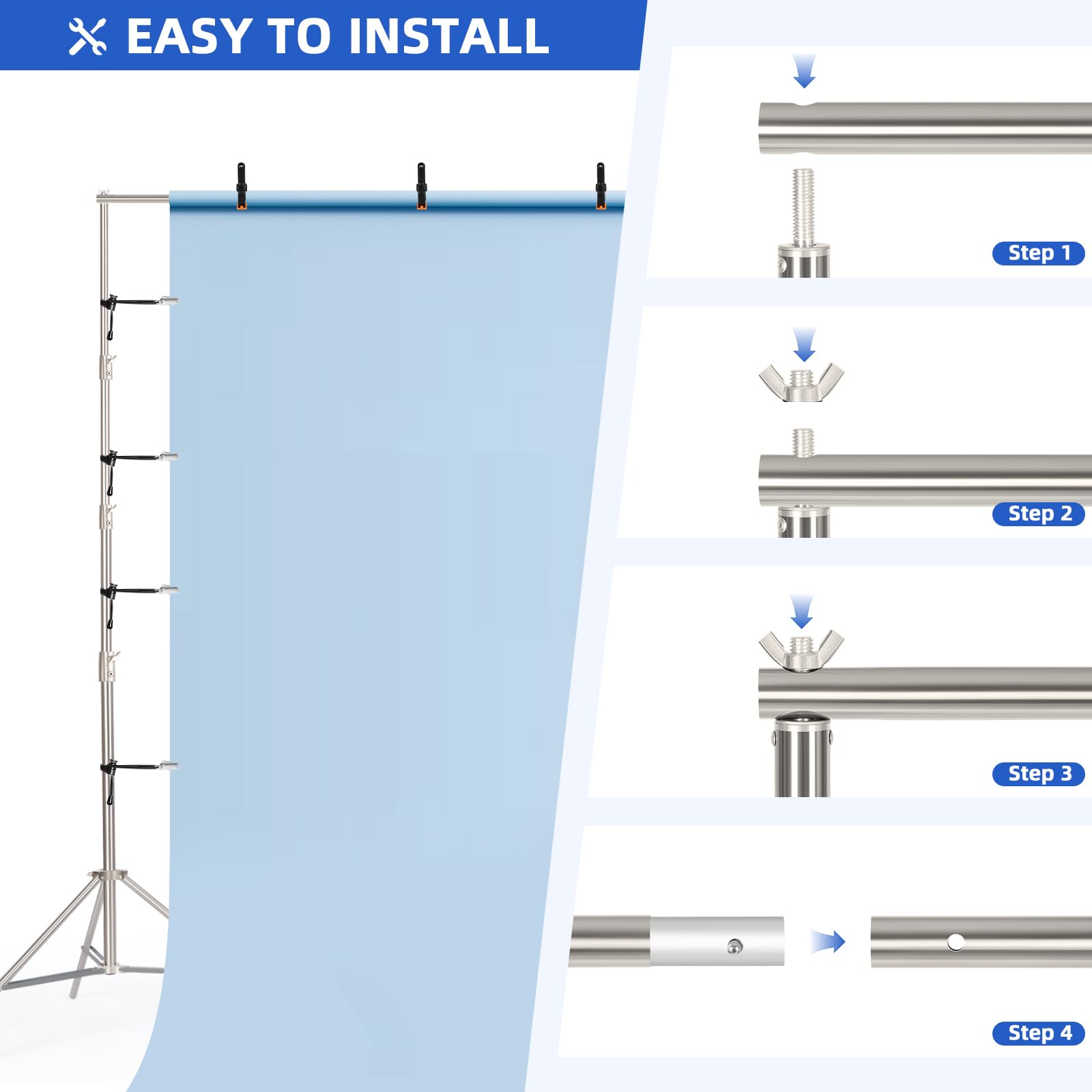 Gltire Photo Backdrop Stand For Parties, 13X13Ft Stainless Steel Heavy Duty Back Drop Adjustable Background Stand Support Kit Fo