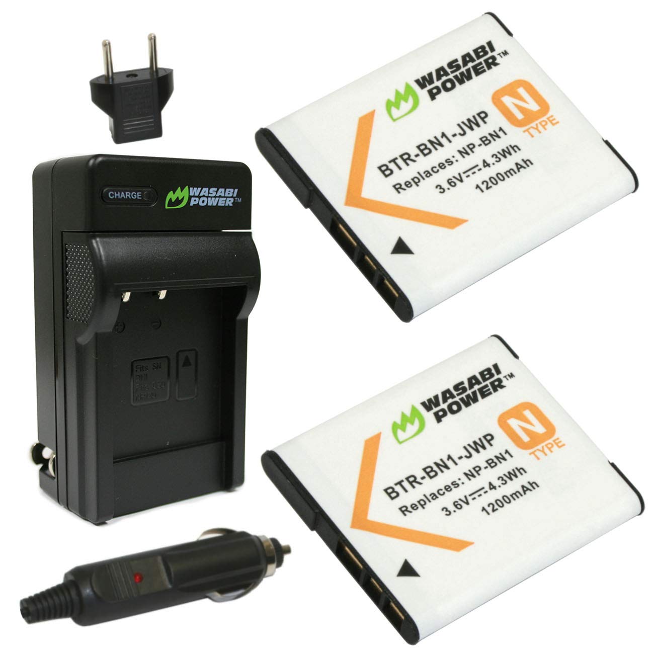 Wasabi Power Battery (2 Pack) And Charger For Sony Np Bn1 And Sony Cyber Shot Dsc Qx10, Dsc Qx100, Dsc T99, Dsc T110, Dsc Tf1, D