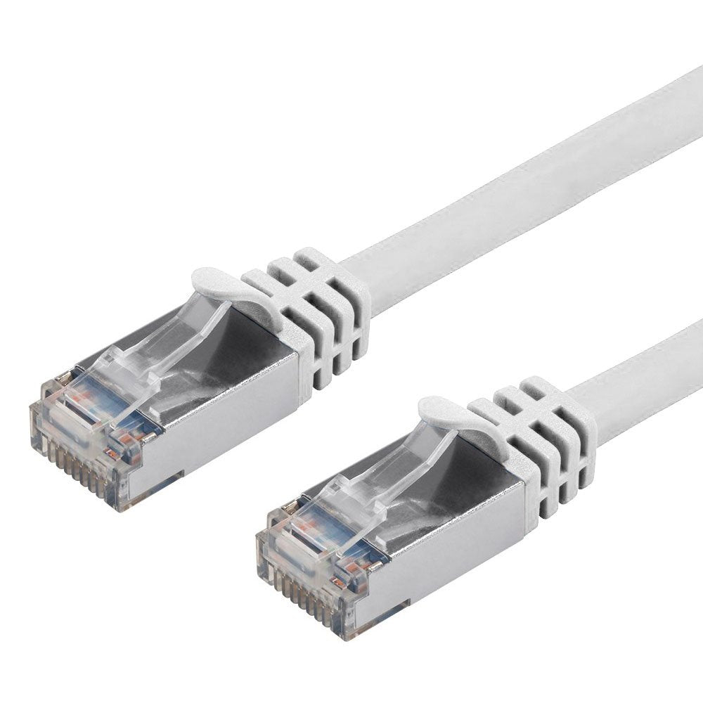 Buhbo 1 ft CAT7 Shielded RJ45 Ethernet Network Snagless Cable 10Gbps 600 MHz (10-Pack) White