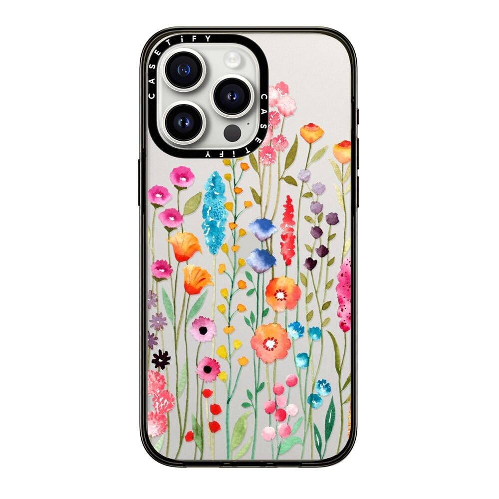 Casetify Compact Case For Iphone 15 Pro Max [2X Military Grade Drop Tested / 4Ft Drop Protection]   Jardin De Fleurs 2   Clear B