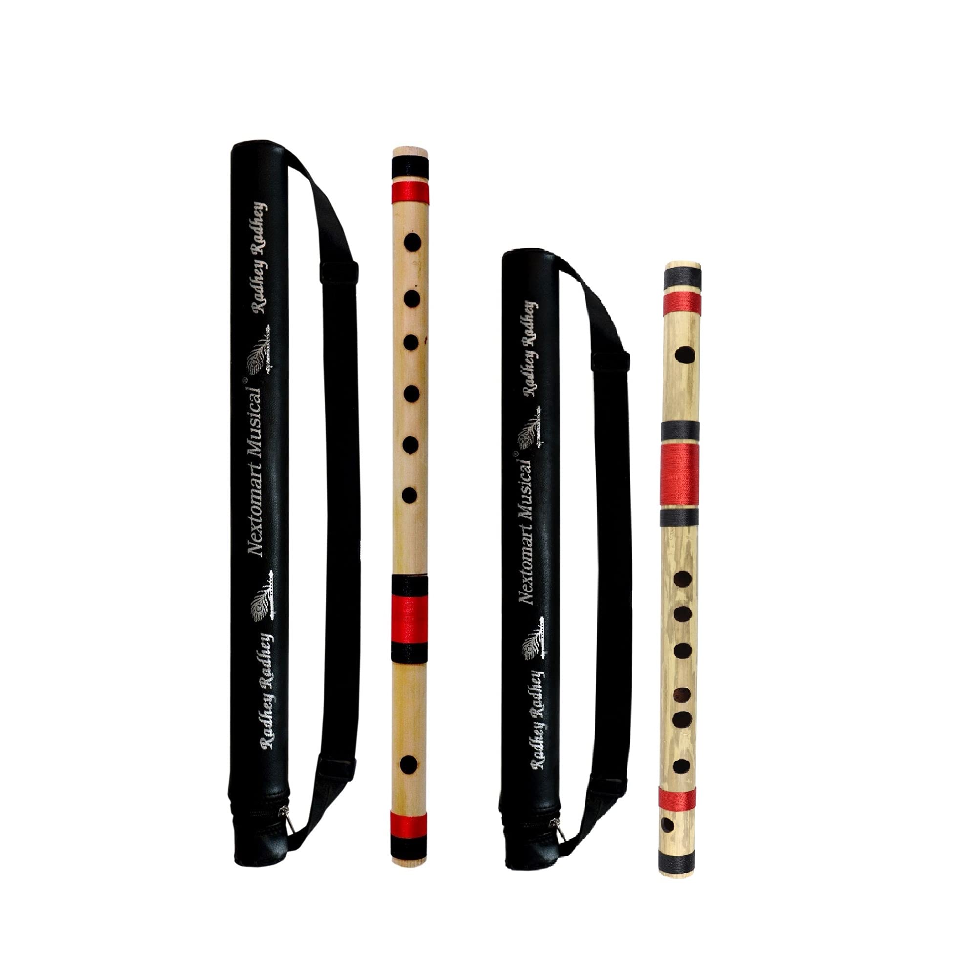 Nextomart Musical Combo Flutes C Sharp 6 Hole (17 Inch) & F Sharp (14 Inch) Bamboo Flute Bansuri With Flute Carry Bag Free