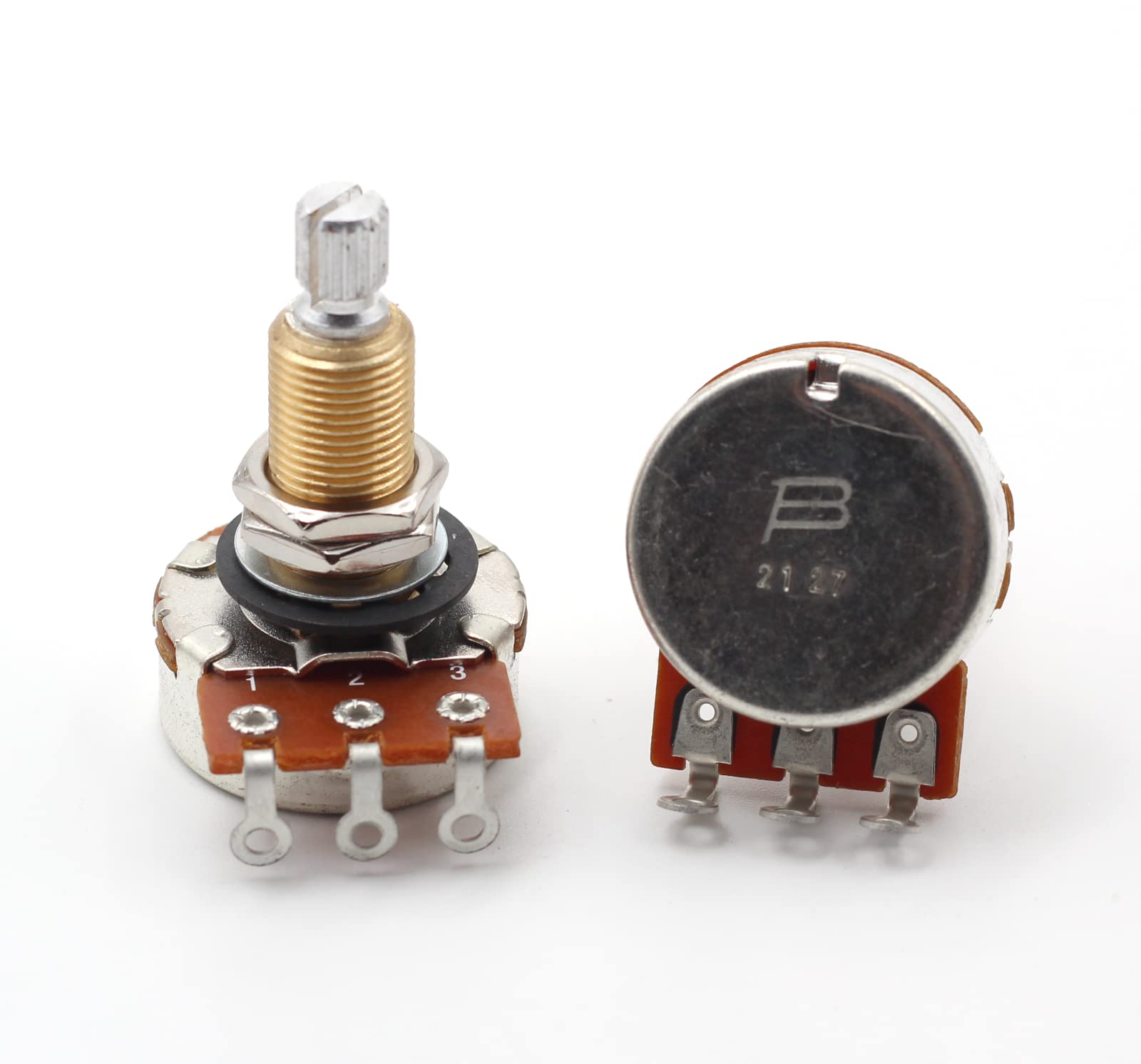 (4X) Bourns 500K Long Split Shaft Audio Potentiometers + (2X) .022Uf Orange Drop Capacitors   For Electric Guitar