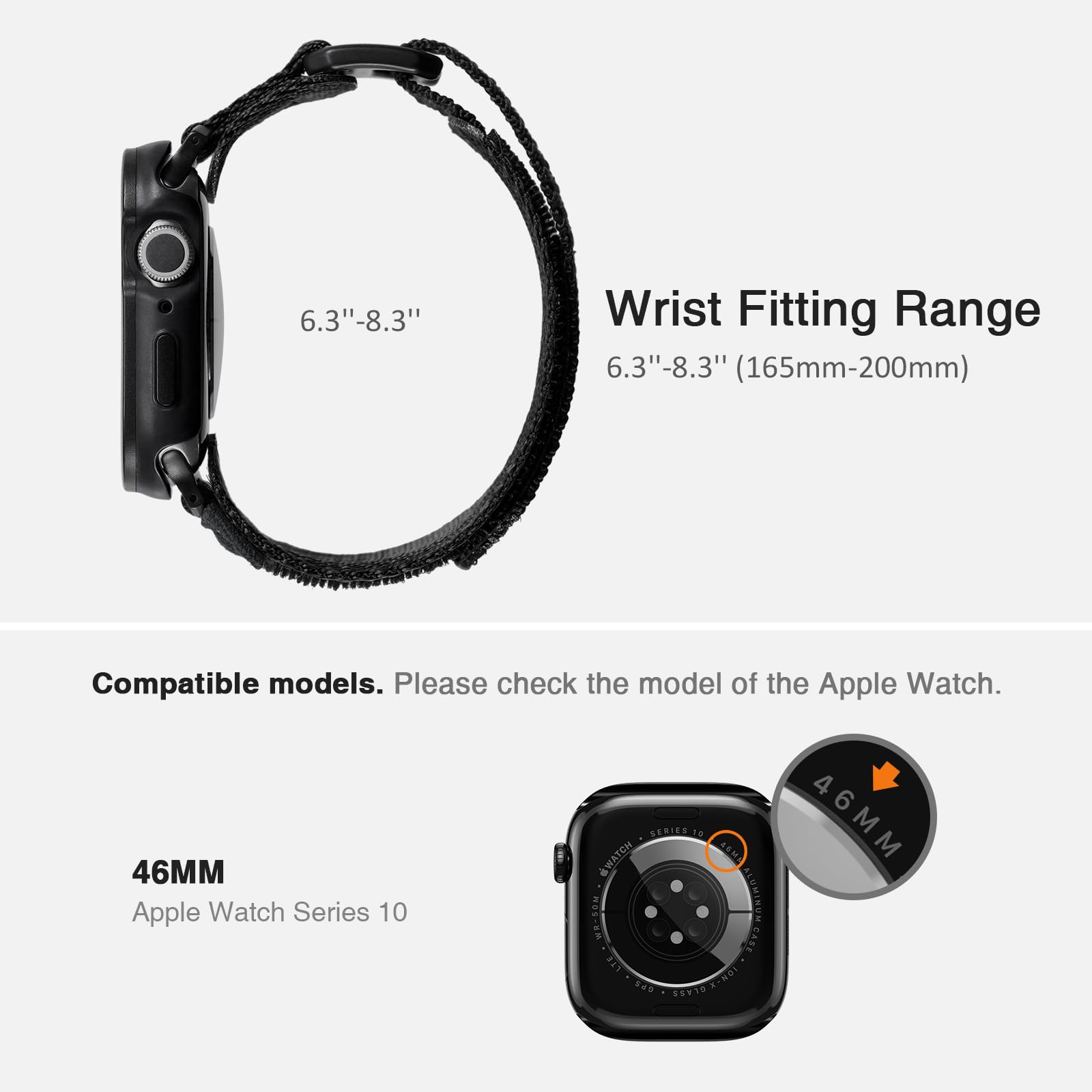 Rugged Case With Band For Apple Watch Series 10 Band 46Mm, Hook And Loop Nylon Sport Strap With Case For Iwatch Men (Black)