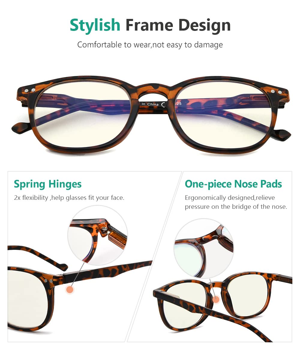 Eyekepper Blue Light Blocking Reading Glasses For Men Women Vintage Readers,Tortoise