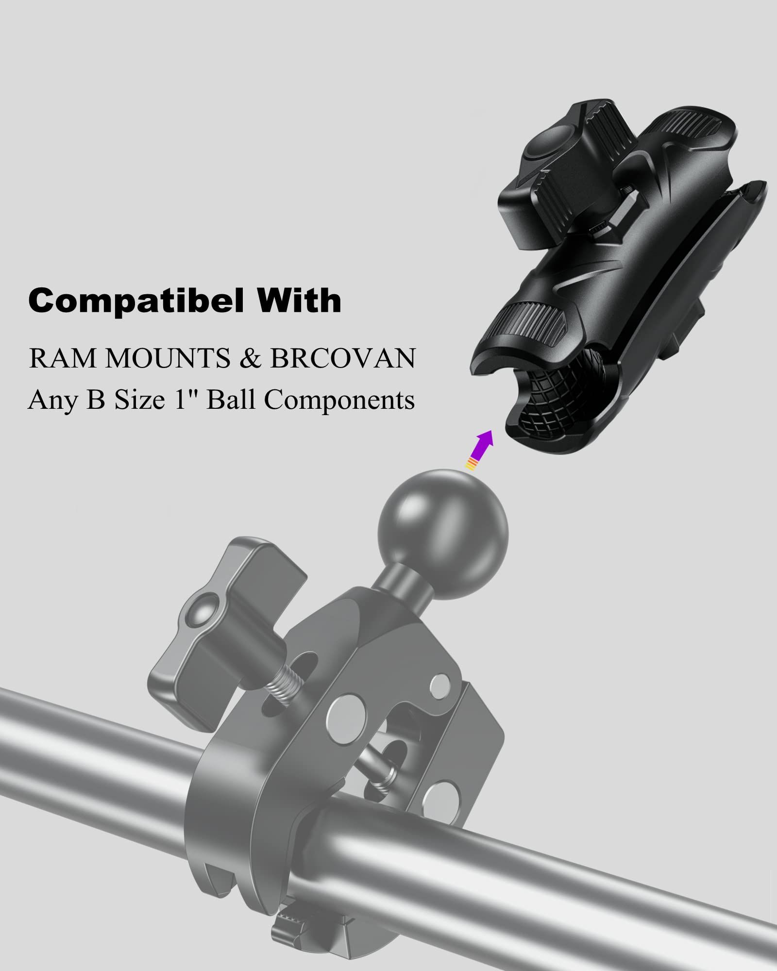 Brcovan 2 Pack Double Socket Arm High Strength Composite Medium Arm Compatible With Ram Mounts B Size 1'' Ball Components & Bike