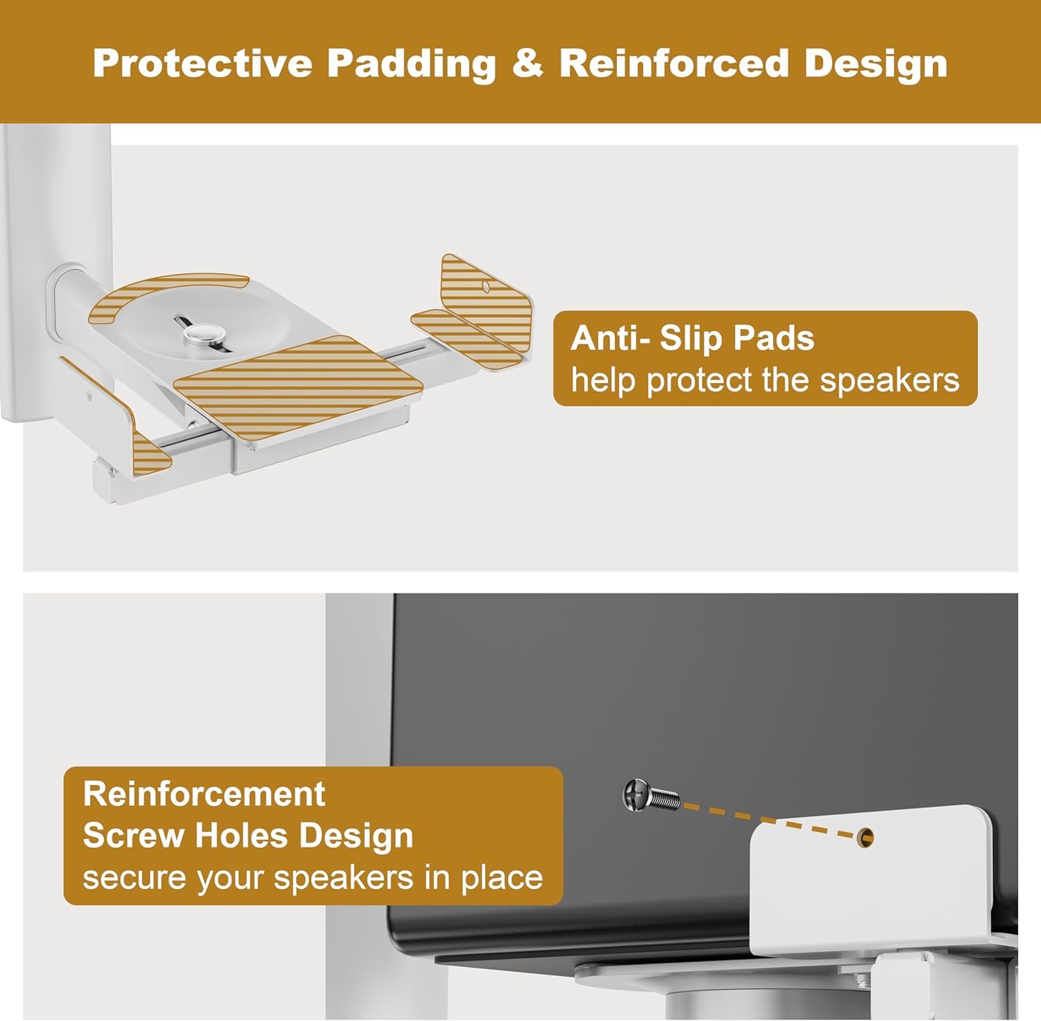 Fdm Universal Speaker Wall Mount One Pair Of Side Clamping Bookshelf Speaker Mount Bracket With Swivel And Tilt For Sound Speake