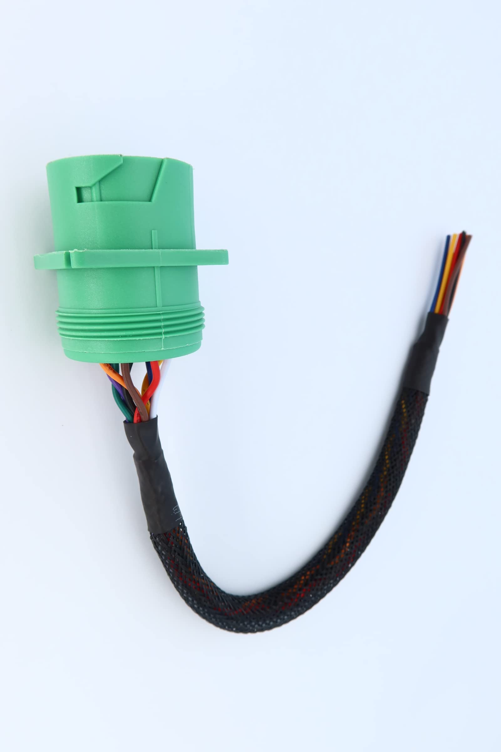 Type 2 Green J1939 Pigtail Cable Female 9Pin To Open End Flange 1Ft