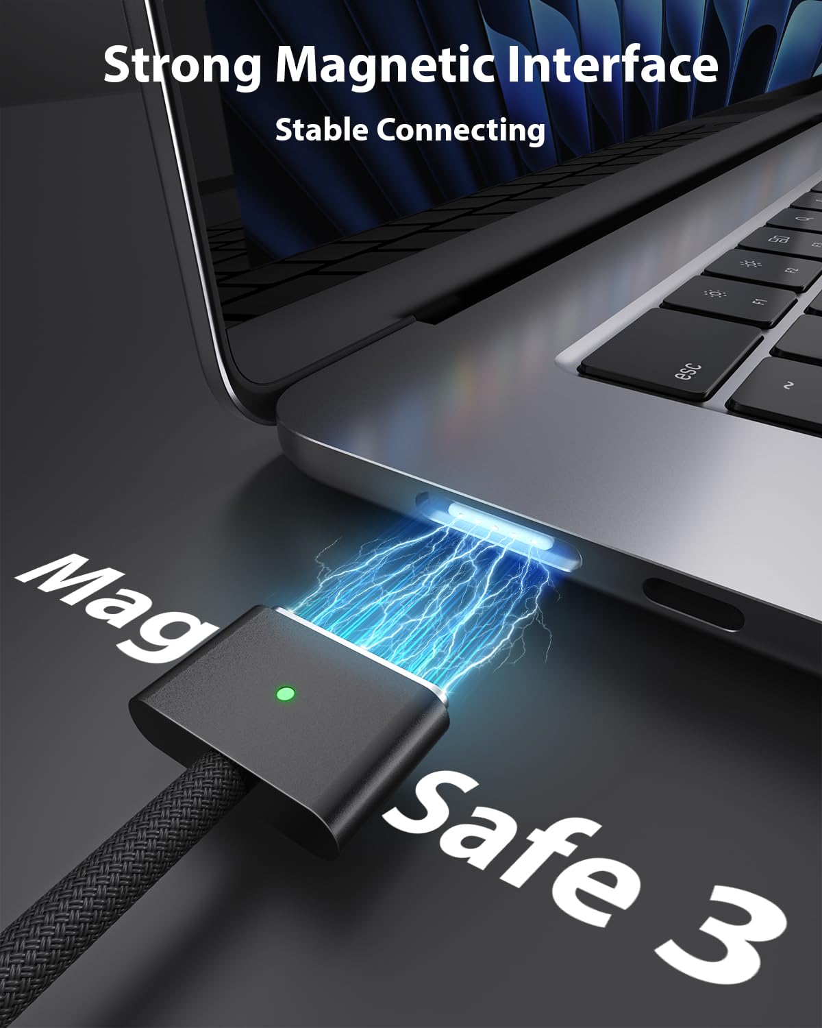 140W Usb C To Magnetic 3 Cable For Macbook Charger, 6.6Ft Nylon Braided For Macbook Pro (14/16 Inch, 2023), Macbook Pro (14/16 I