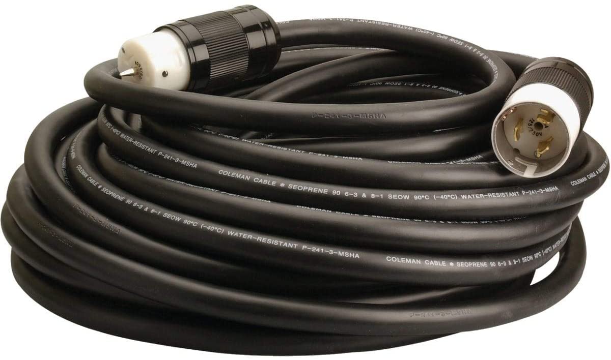 Southwire Generator Extension Cord - 6/3-8/1 SEOW Cable with Hubbell Ends for Temporary Power - Rugged Jacket - 50 Amp Rated - H