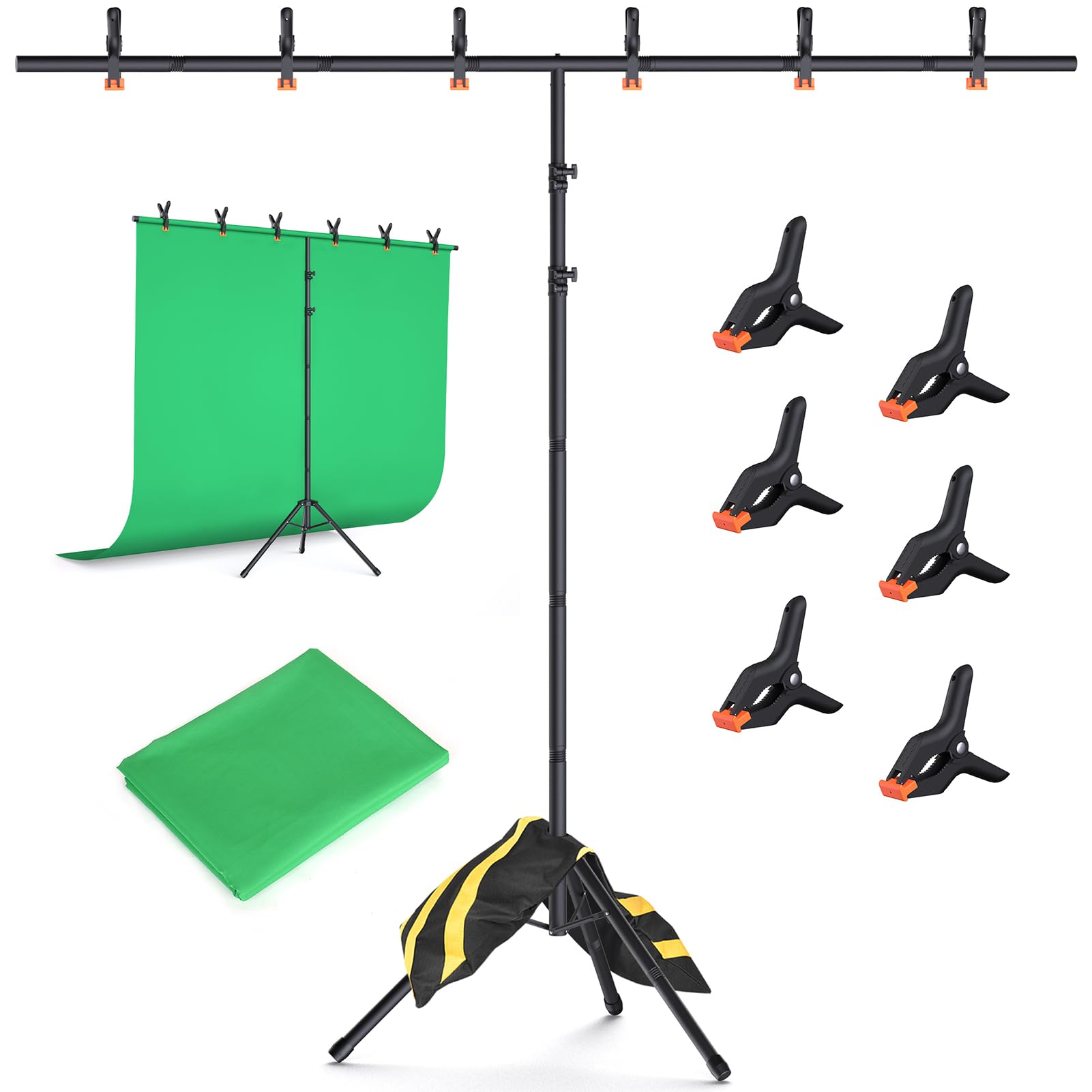 Forlogic Green Screen Backdrop Kit With Stand, 8X7.2Ft Portable Greenscreen Background Stand, T Backdrop Stand Kit For Streaming